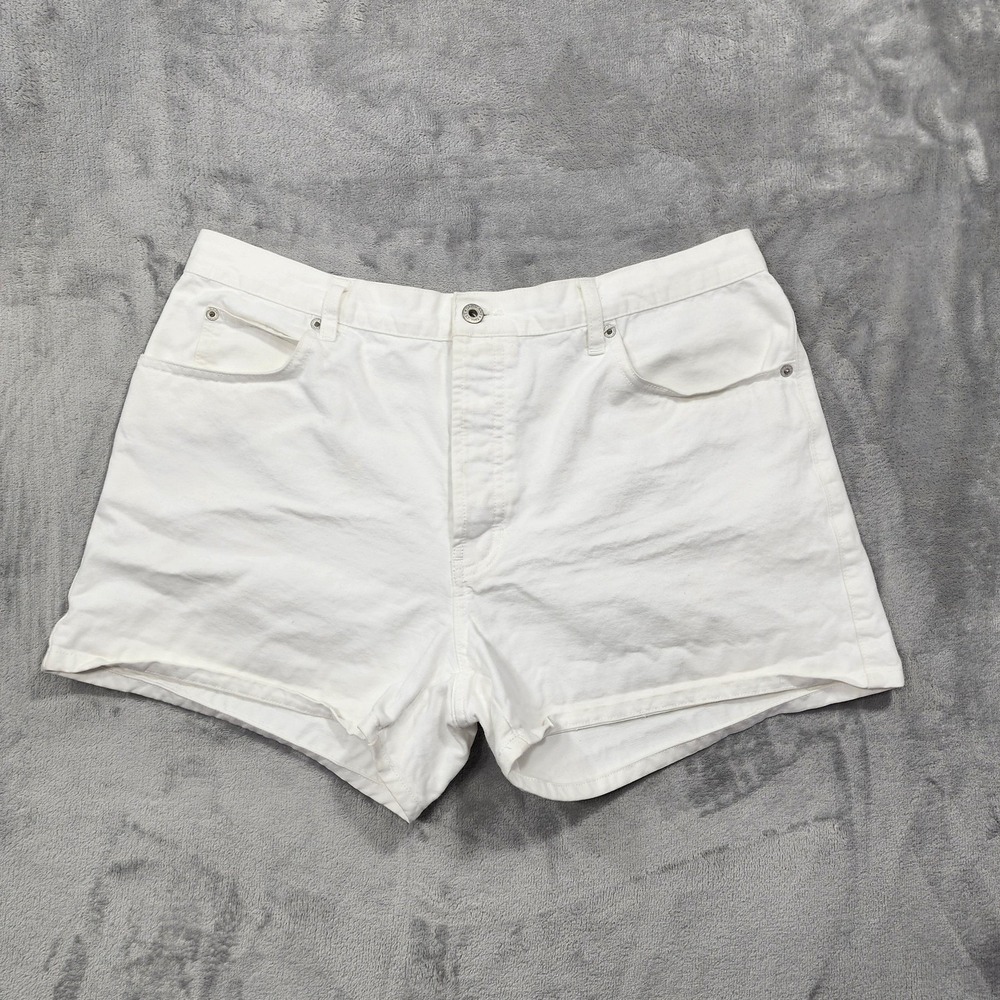 Vintage Gap Shorts Womens 16 White High Rise Denim Button Fly Hot Pants Y2K